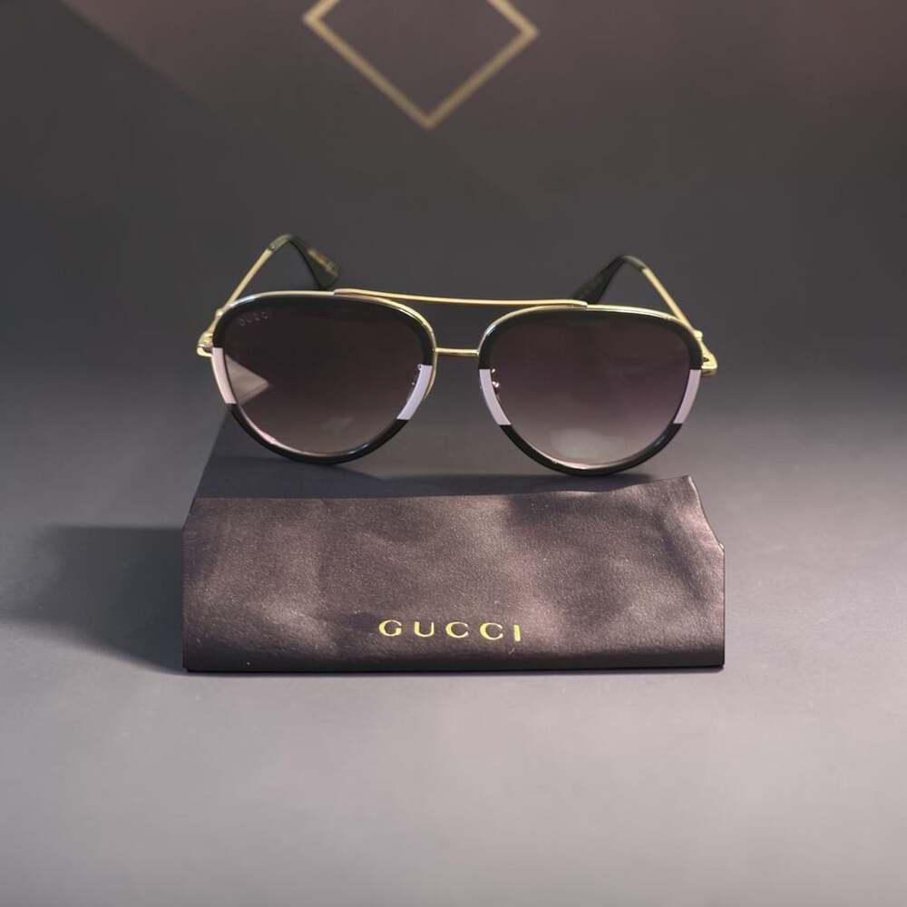 Gucci GG0062S Aviator Sunglasses Gold Black White